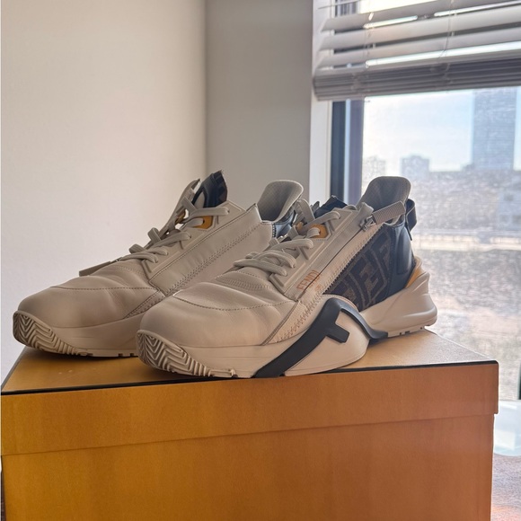 Fendi Cream and Black Men's Sneakers